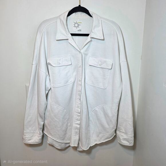 aerie Tops - Aerie Oversized Button Shirt Womens Size M White Relaxed Heavyweight Shacket